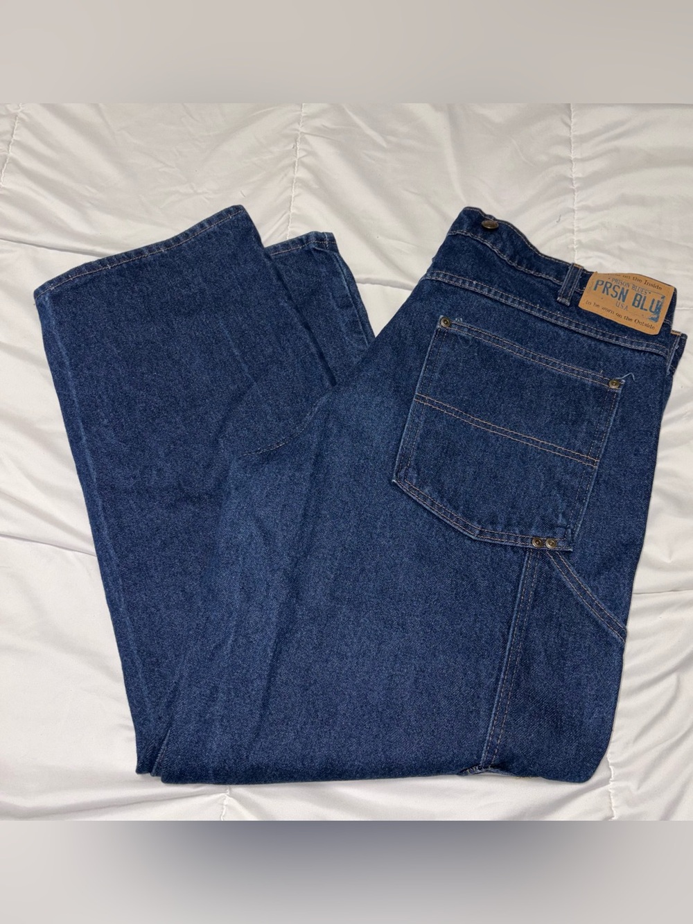 Vintage Prison Blues Blu Carpenter Denim Jeans Pants Made In USA 40 x 30 Men